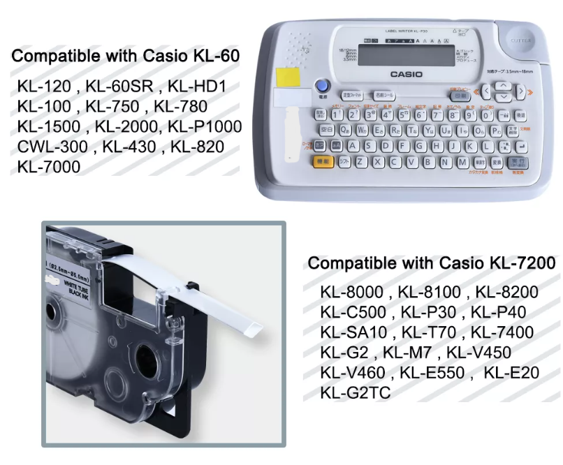 LIVYU LIFE 9mm heat shrink tube for casio printer - white tube