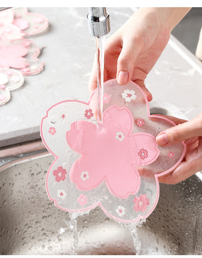 LIVYU LIFE sakura silicon coaster,cherry blossom,pink,4pc set
