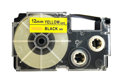 LIVYU LIFE 12mm label tape for casio printers - black on yellow