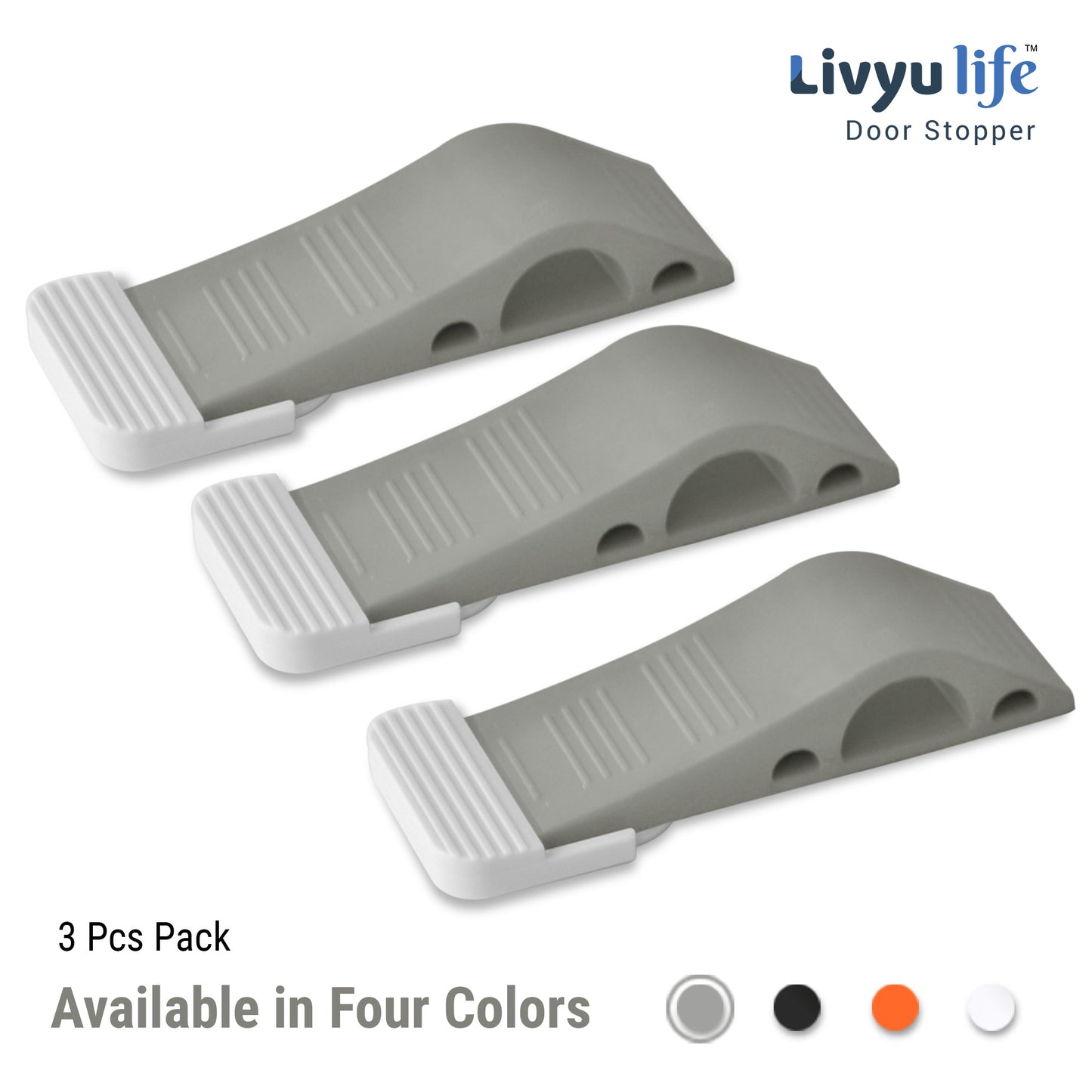 LIVYU LIFE rubber door stopper,slip-resistant on floor,gray,3pcs