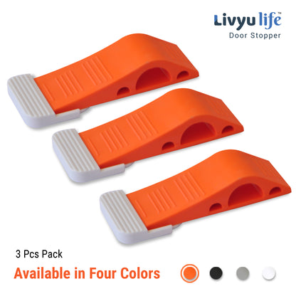 LIVYU LIFE rubber door stopper,slip-resistant on floor,orange,3pc