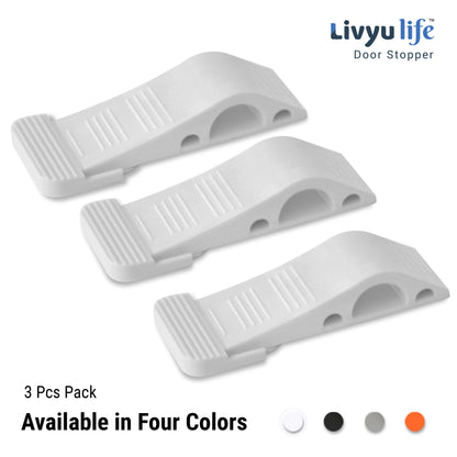 LIVYU LIFE rubber door stopper,slip-resistant on floor,white,3pcs