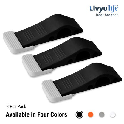 LIVYU LIFE rubber door stopper,slip-resistant on floor,black,3pcs