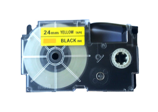 LIVYU LIFE 24mm label tape for casio printers - black on yellow