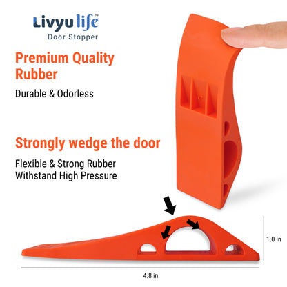 LIVYU LIFE rubber door stopper,slip-resistant on floor,orange,3pc