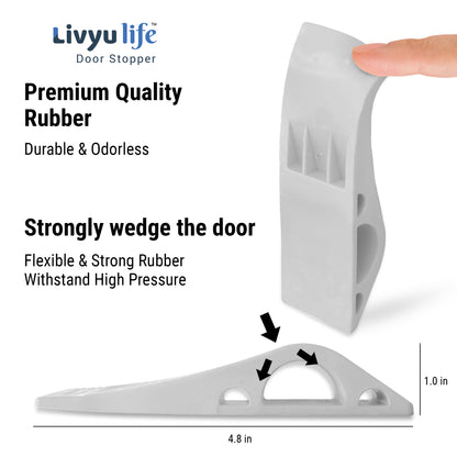 LIVYU LIFE rubber door stopper,slip-resistant on floor,white,3pcs