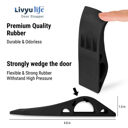 LIVYU LIFE rubber door stopper,slip-resistant on floor,black,3pcs