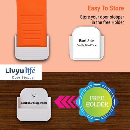 LIVYU LIFE rubber door stopper,slip-resistant on floor,orange,3pc