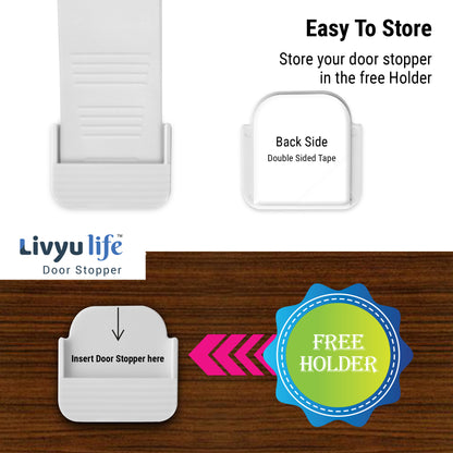 LIVYU LIFE rubber door stopper,slip-resistant on floor,white,3pcs