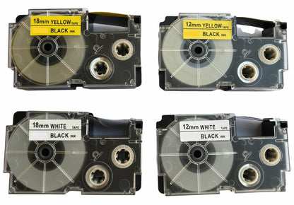 LIVYU LIFE 9mm label tape for casio printers - black on yellow