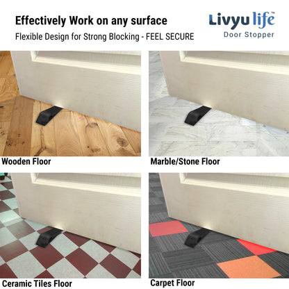 LIVYU LIFE rubber door stopper,slip-resistant on floor,black,3pcs