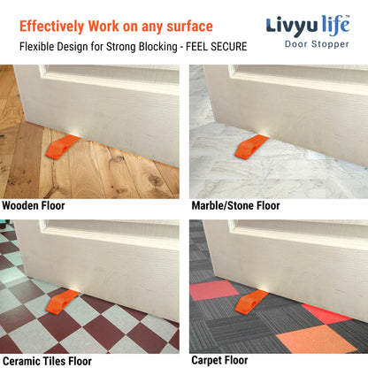 LIVYU LIFE rubber door stopper,slip-resistant on floor,orange,3pc