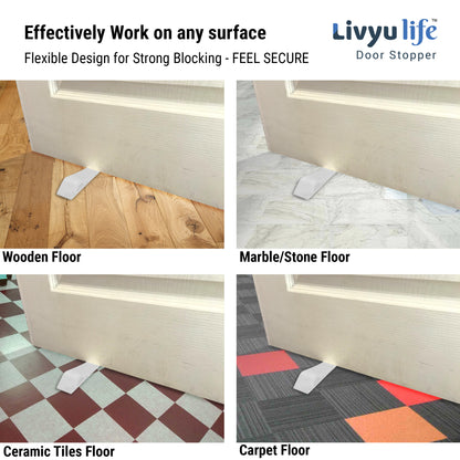 LIVYU LIFE rubber door stopper,slip-resistant on floor,white,3pcs