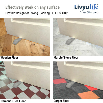 LIVYU LIFE rubber door stopper,slip-resistant on floor,gray,3pcs