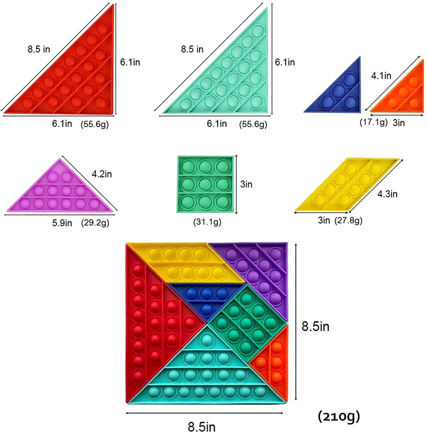LIVYU LIFE push pop bubble fidget toy tangram puzzle for boys.