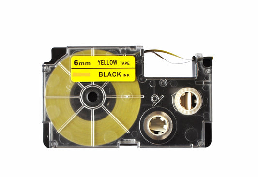 LIVYU LIFE 6mm label tape for casio printers - black on yellow